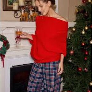 Commense Red Off-Shoulder Batwing Sweater NWT